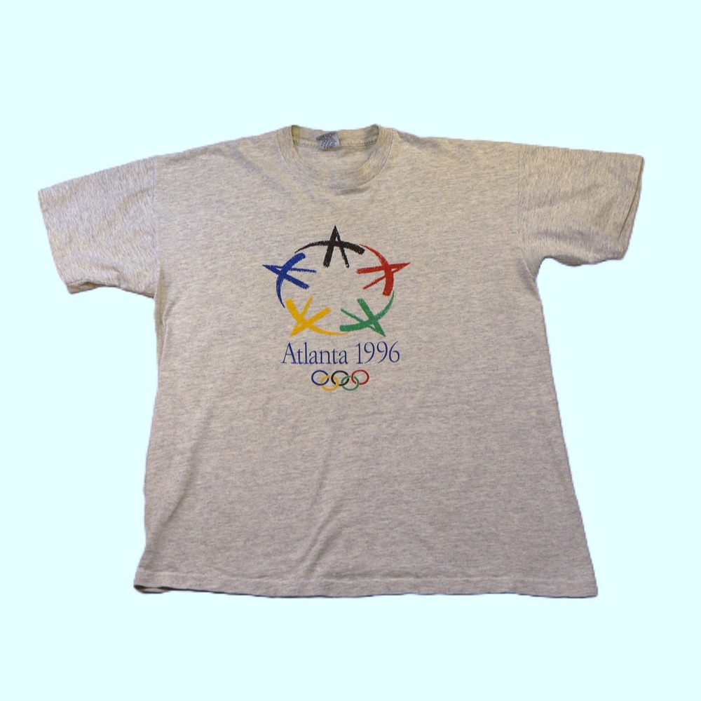 Signal Mens XL T-Shirt Grey Atlanta 1996 Olympics Vintage USA Single Stitch